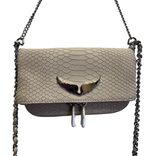 Sac pochette rock nano cuir effet python - Beige - zadig&voltaire - Modalova