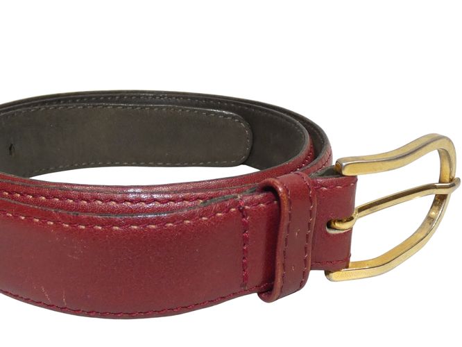 Ceinture en cuir bordeaux 90 cm - yves saint laurent - Modalova