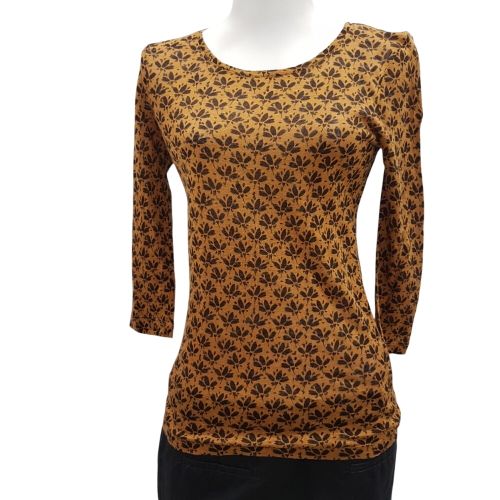 Top en lin moutarde imprim fleuri marron - MONOPRIX - taille 0 - monoprix femme - Modalova