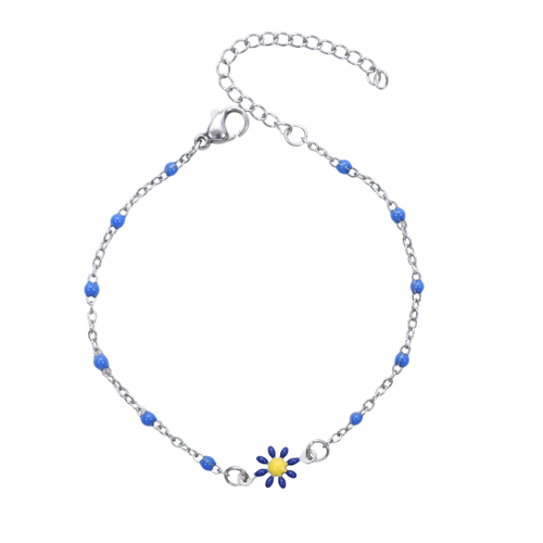 Bracelet fleur perles bleues - NEUF - Label Emmaus - Modalova