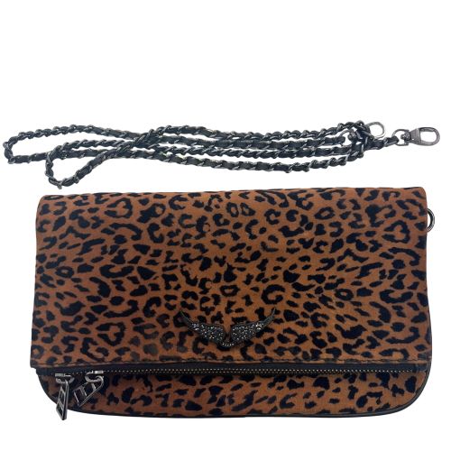 Sac Rock motif lopard Marron Cuir suede - Zadig & Voltaire - Modalova