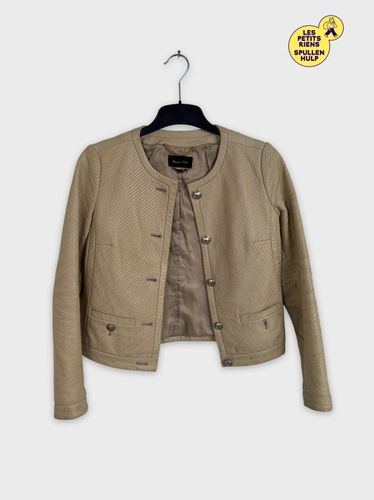 Veste en cuir beige matelass  - massimo dutti - Modalova