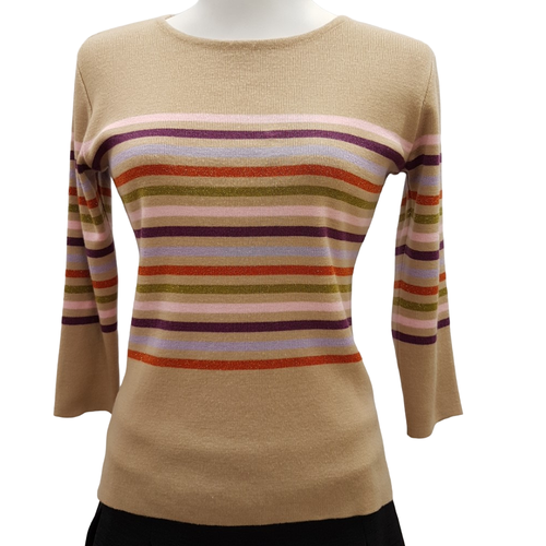 Pull fin beige  rayures - Taille 36/38 estime - alain manoukian - Modalova