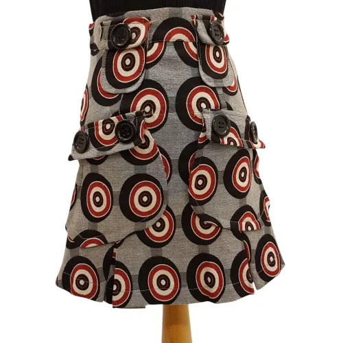 Jupe courte grise  cercles rouges - Taille 34 - desigual - Modalova