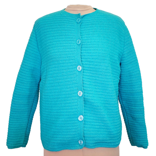 Veste en maille turquoise - L - vintage - Modalova