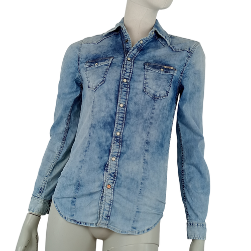 Chemise de la marque Pepe Jeans  manches longues col classique dlav taille XS (34) - pepe jeans london - Modalova