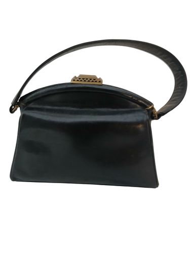 Petit sac  main vintage en cuir noir( made in france) - Label Emmaus - Modalova