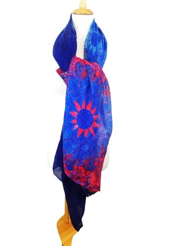 Foulard Paro bleu rouge imprim - desigual - Modalova