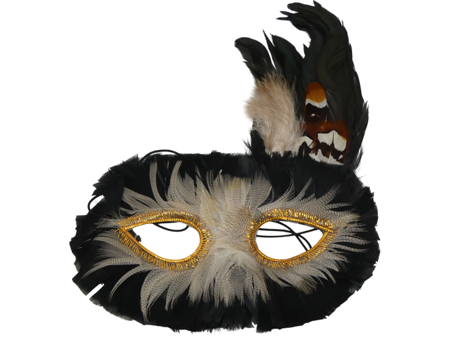 Lot de 2 masques recouverts de plumes vritables - Label Emmaus - Modalova