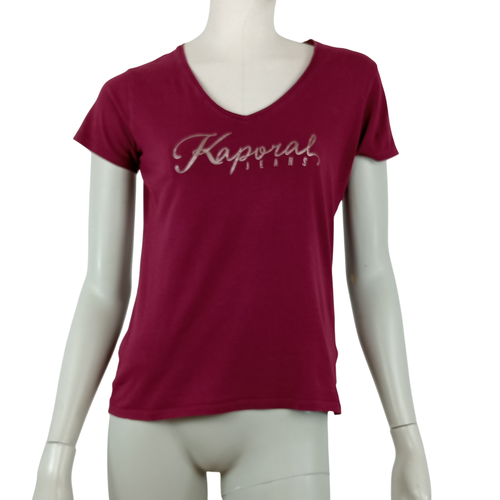 T shirt Kaporal Jeans manches courtes de couleur bordeaux taille M (38) - kaporal jeans women collection - Modalova