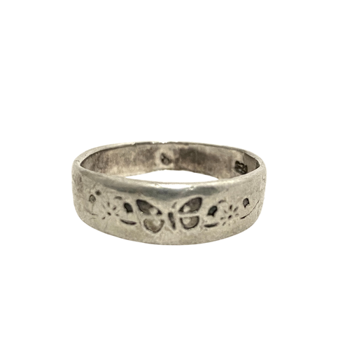 Bague en argent poinonne avec gravure "papillon" - Label Emmaus - Modalova