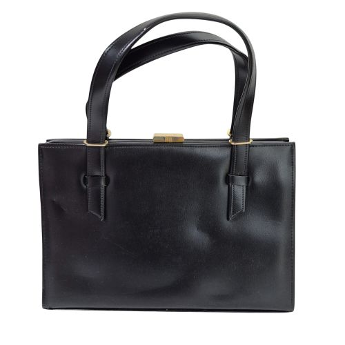 Sac  main en cuir noir et dor - Label Emmaus - Modalova