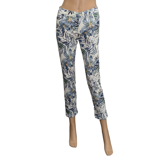 Pantalon jean slim blanc imprim floral tropical - molly bracken - Modalova