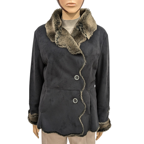 Manteau T 44 Veste en cuir vgan faon daim et fourrure synthtique - balmain - Modalova