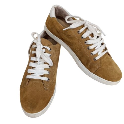 Basket de ville - so send - taille 37 - Chaussures camel et blanches sudine - Label Emmaus - Modalova