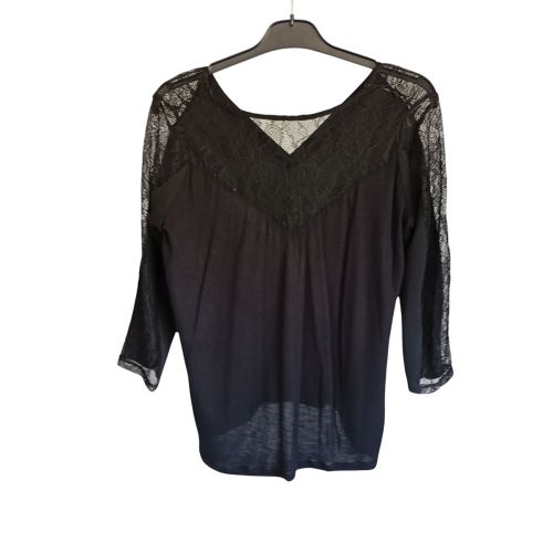 Blouse noire avec dentelle - naf naf - Modalova