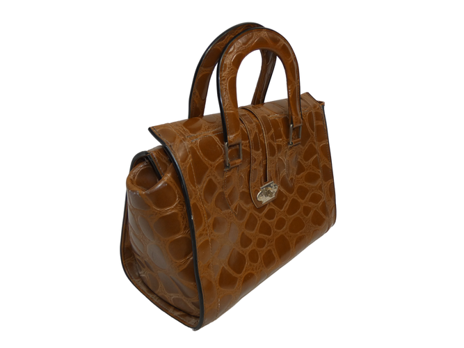 Sac  main en simili cuir style croco - Label Emmaus - Modalova