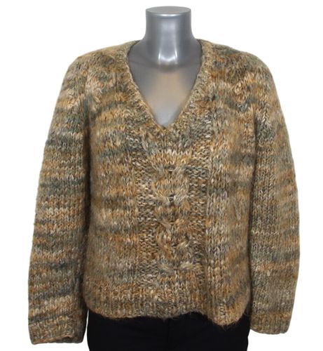  Pull Tricot Main en Laine Gris, Ocre & Crme - Taille unique - Label Emmaus - Modalova