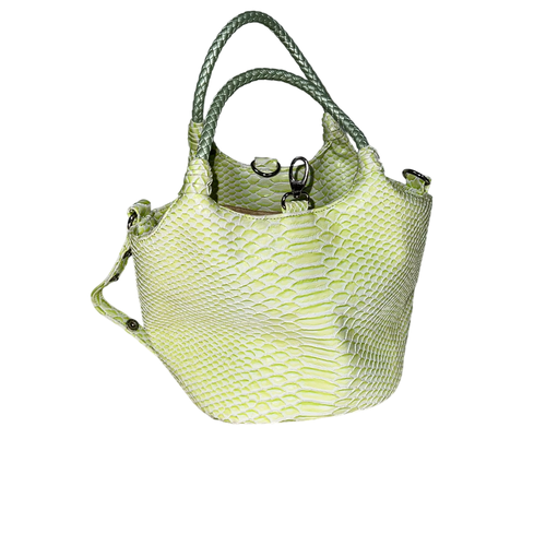 Sac boule pastel PVC, imitation reptile. Sac original, couleur vive et chic donne une note printanire  vos promenade et une note chic  vos soir - Label Emmaus - Modalova