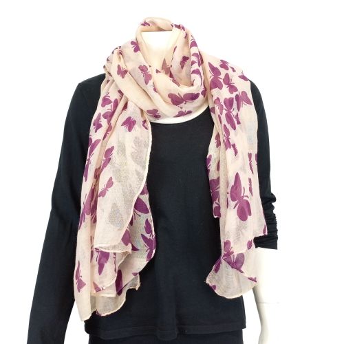 Foulard avec papillons violet - Label Emmaus - Modalova