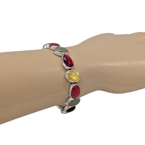Bracelet Skalli en mtal argent et cabochons colors - Label Emmaus - Modalova
