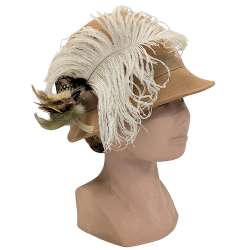 Chapeau cloche Lafayette Accessoires T 53/54 cm en laine camel avec plumes - lafayette collection - Modalova