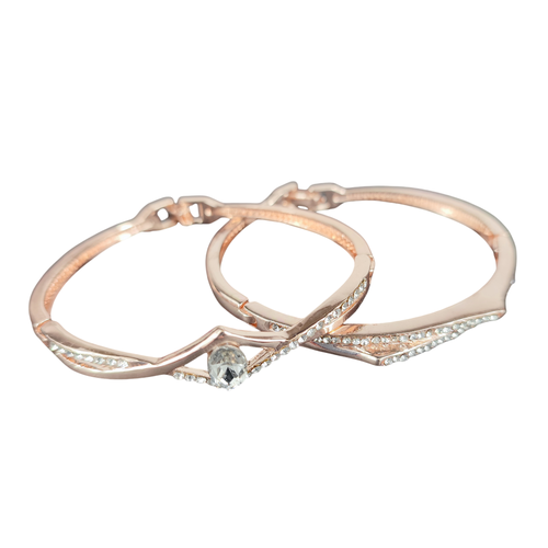 Lot de 2 bracelets "bling-bling" faon or rose et diamants - Label Emmaus - Modalova