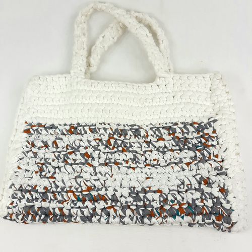 Sac au crochet babacool fait main, blanc, gris, rouille - Label Emmaus - Modalova