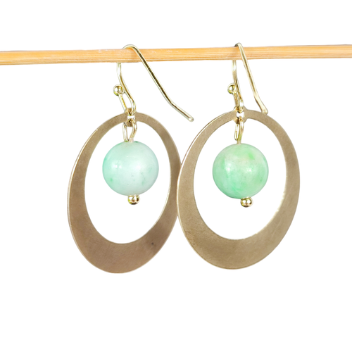 Boucles d'oreilles dores avec perle d'amazonite - Label Emmaus - Modalova