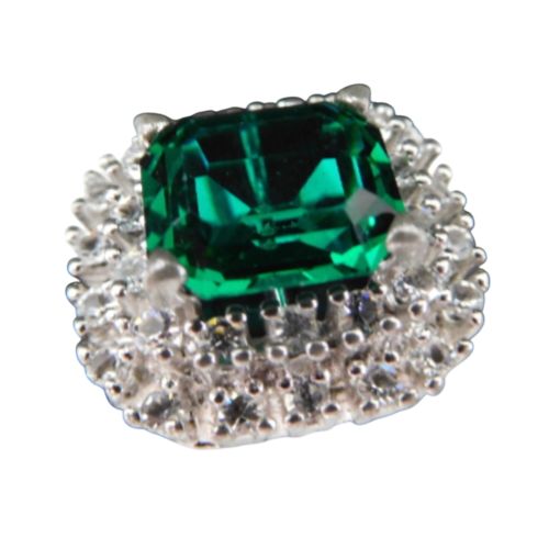 Bague Emeraude Diamants Synthtiques Argent 915 Poinon - aucune - Modalova