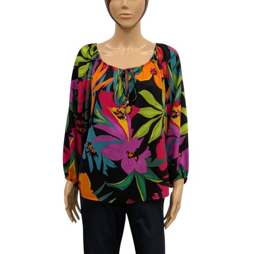 Jamais port avec tiquette Joseph Ribkoff Haut fminin  motif tropical sur fond noire T38 - joseph ribkoph - Modalova