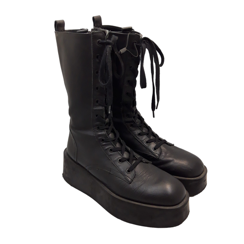 Bottines  lacet en cuir noir Zara, pointure 41 - Label Emmaus - Modalova