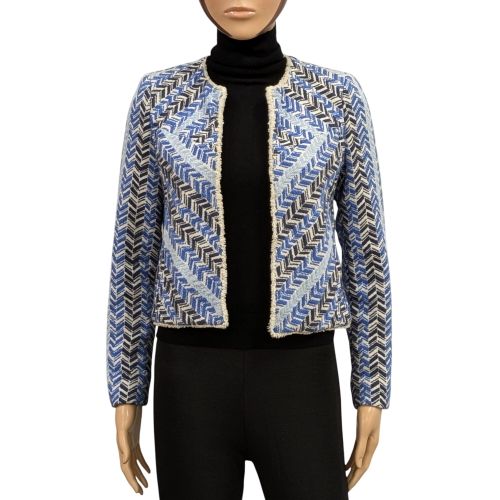 Veste tailleur T XS en tweed " chevrons " et blancs - mng - Modalova