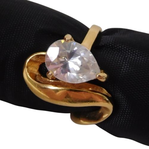 Bague Plaqu Or Pierre Centrale Goutte - aucune - Modalova