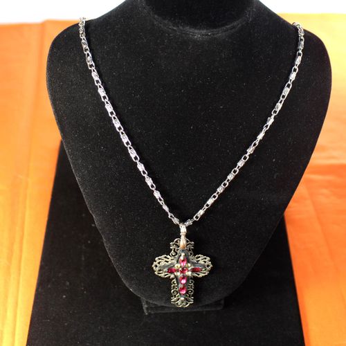 Pendentif croix chrétienne avec chaîne de montre - Label Emmaus - Modalova