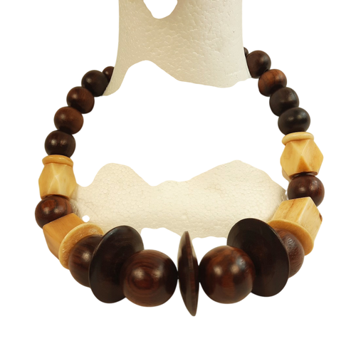 Collier design ethnique contemporain en bois et corne - Label Emmaus - Modalova