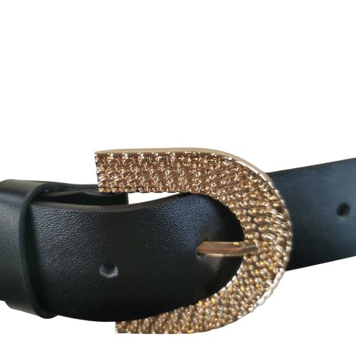 Ceinture noir boucle dor - Label Emmaus - Modalova