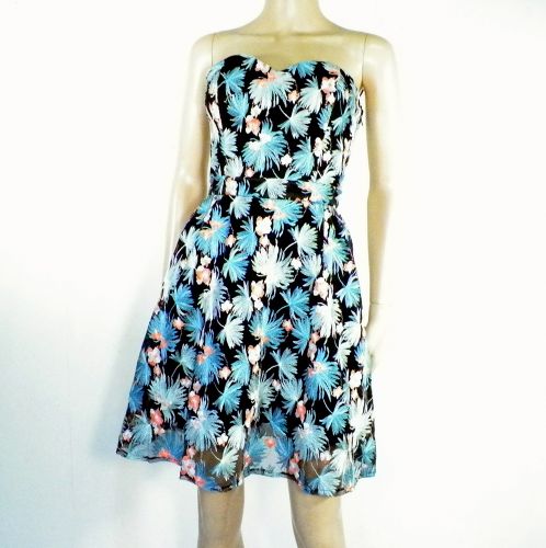 Robe Bustier Fleurie Bleu Taille 38 - naf naf - Modalova