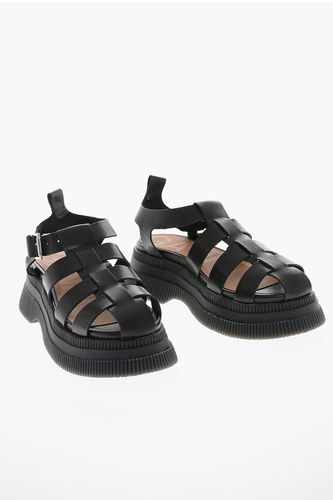 Leather Creepers Grid Sandals with Platform Sole size 41 - Ganni - Modalova