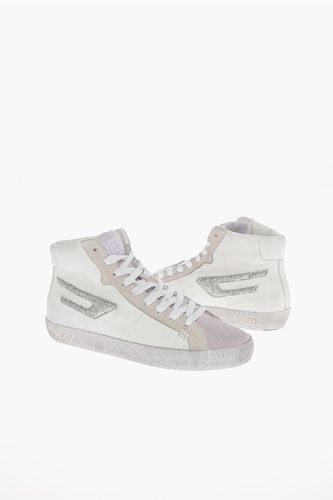 Leather and Suede S-LEROJI High-Top Sneakers with Glittery L size 36,5 - Diesel - Modalova