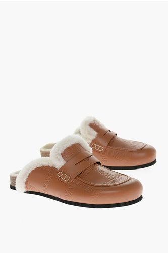 Logoed Leather Slides with Shearling Insole size 41 - J.W.Anderson - Modalova