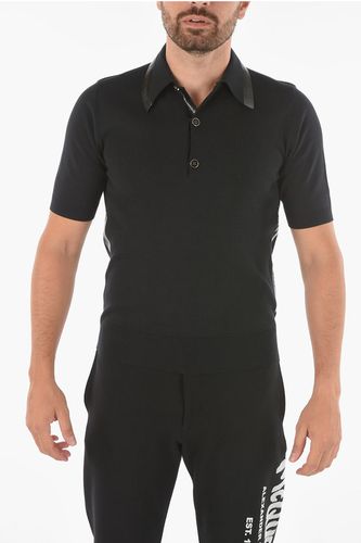Silk Blend Polo T-shirt with Logoed Contrasting Bands size 44 - Dolce & Gabbana - Modalova