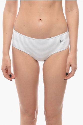 Solid Color Hipster Bikini Bottom with Striped Detail size Xs - Karl Lagerfeld - Modalova