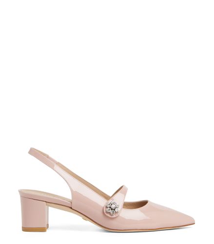 CRYSTAL FLEUR 50 BLOCK SLINGBACK, ESCARPINS ET SLINGBACK, , CUIR VERNI - Stuart Weitzman - Modalova