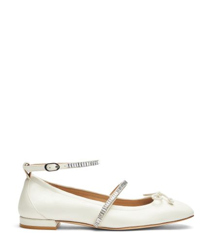 STEFANIE BALLET FLAT, Last chance, CRÈME/, CUIR NAPPA LAQUÉ/CRISTAL - Stuart Weitzman - Modalova