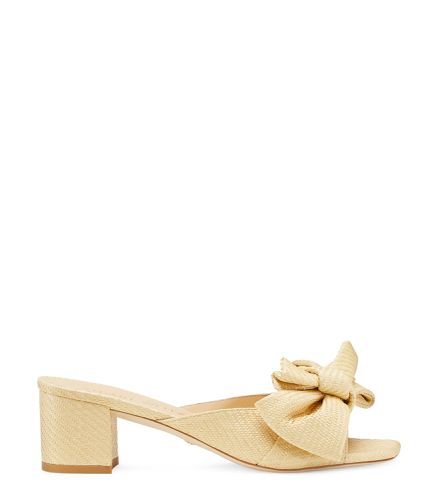 LOVEKNOT 50 BLOCK SLIDE, sandales à talons, BLÉ, RAFFIA - Stuart Weitzman - Modalova