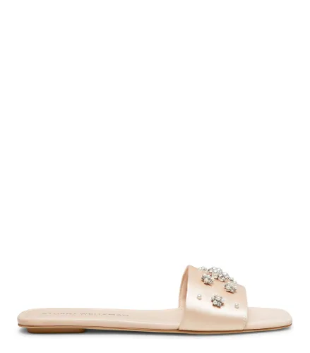 POPPY FLAT SLIDE, CHAUSSURES PLATES ET MOCASSINS, //, SATIN/CRISTAL/PERLE - Stuart Weitzman - Modalova