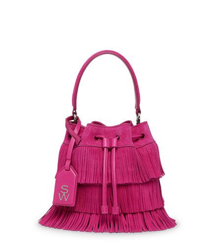 RAE FRINGE MINI BUCKET BAG, Last chance, BÉGONIA, DAIM - Stuart Weitzman - Modalova