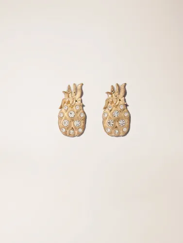 Boucles D'Oreilles Ananas À Strass - Doré - Maje - Modalova