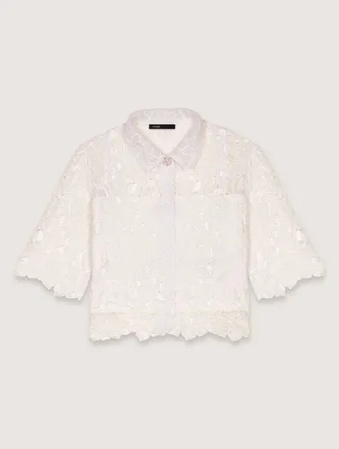 Chemise Courte En Guipure À Fleurs - Maje - Modalova